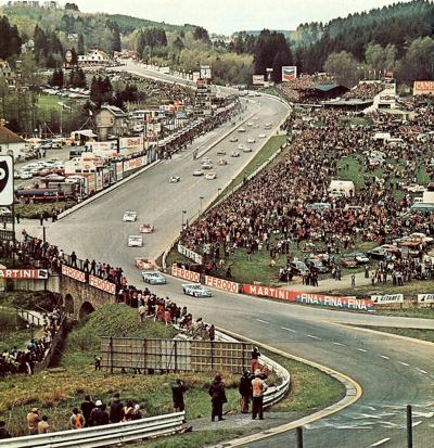 Two Matras lead on the opening lap of the SPA 1000 Km race in 1973
